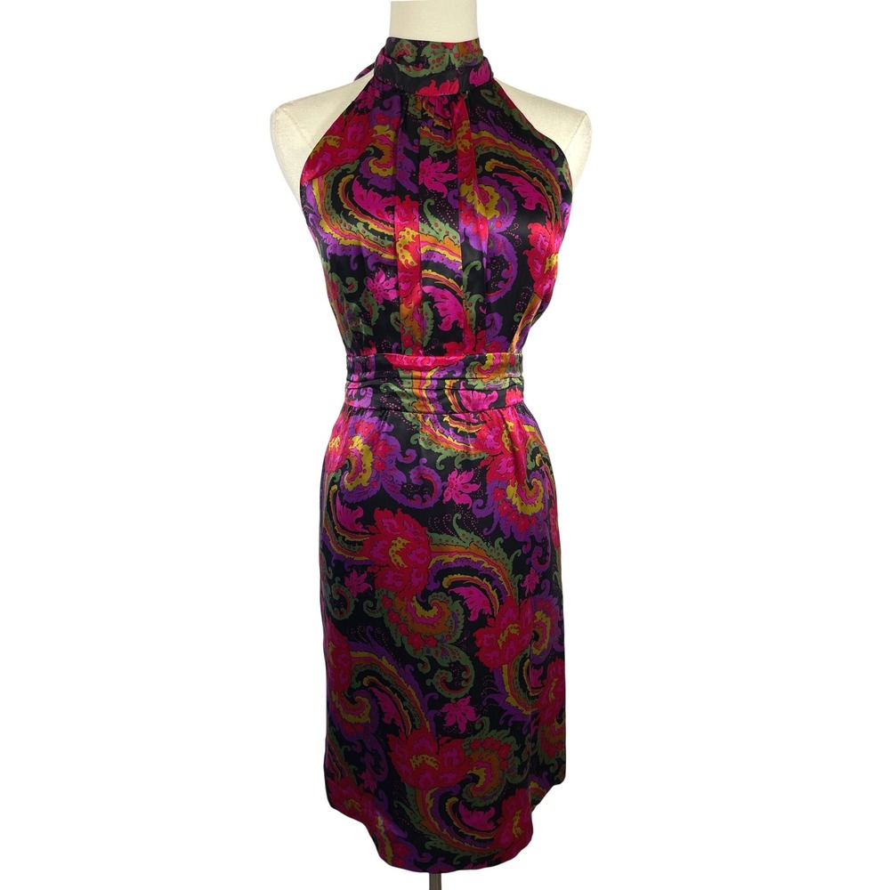 J.Crew Collection Paisley 100% Silk Halter Dress 4 Preppy Wedding Party Luxury